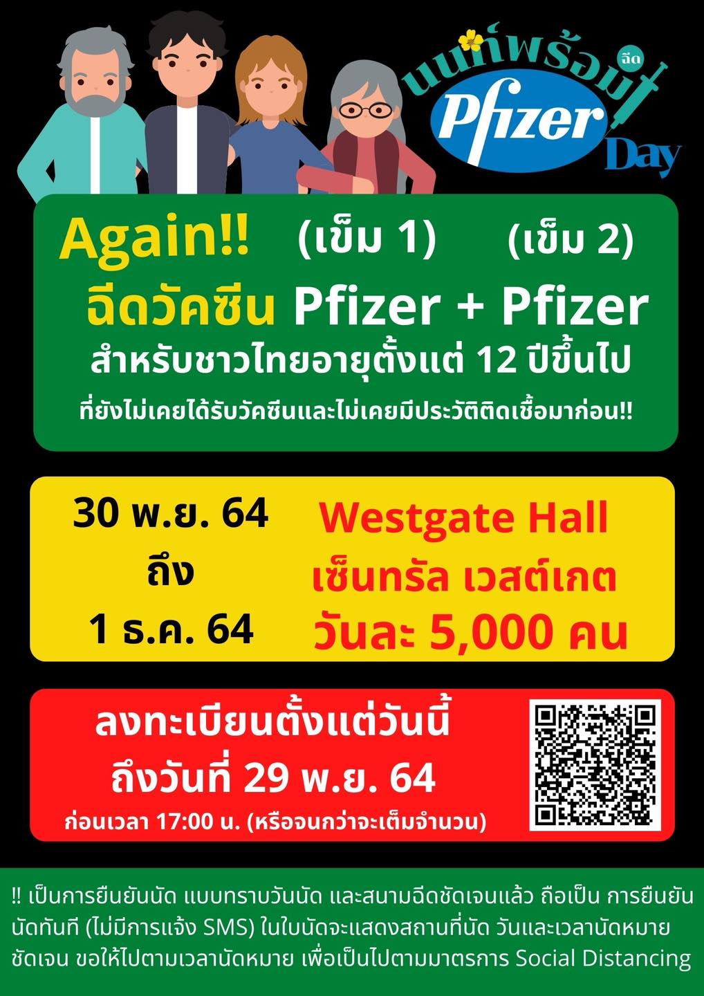 นนท์พร้อม เปิดฉีดวัคซีนไฟเซอร์ ฟรีทั้งเข็ม1และเข็ม2 วันละ 5,000 คน