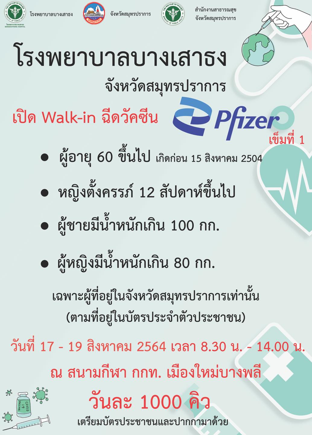 เช็กด่วน! รวมโรงพยาบาล เปิดให้ประชาชนฉีดวัคซีนไฟเซอร์ มีที่ไหนบ้าง
