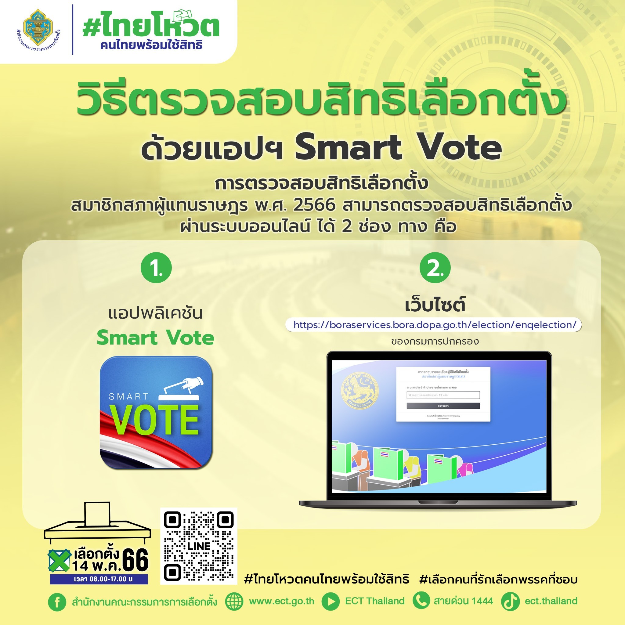 เลือกตั้ง 2566 เปิดขั้นตอนตรวจสอบสิทธิเลือกตั้ง 14 พฤษภาคม ผ่านแอป Smart Vote เลือกตั้ง 2566 เปิดขั้นตอนตรวจสอบสิทธิเลือกตั้ง 14 พฤษภาคม ผ่านแอป Smart Vote