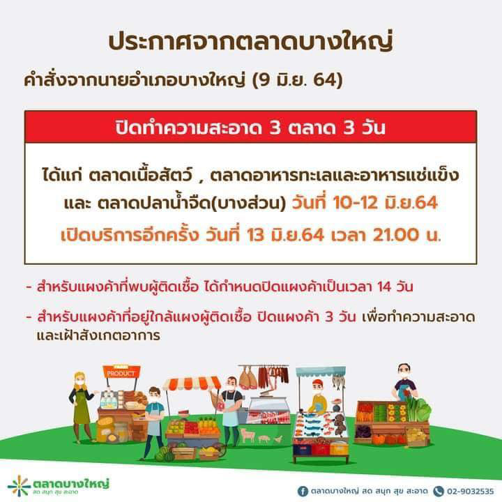 พิษโควิด! ประกาศปิด ตลาดบางใหญ่ บางส่วนชั่วคราว 3 วัน พิษโควิด! ประกาศปิด ตลาดบางใหญ่ บางส่วนชั่วคราว 3 วัน