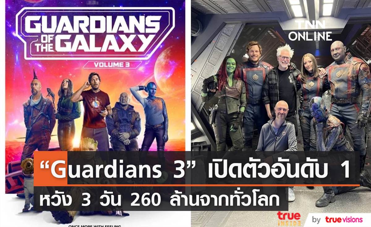 Guardians of the Galaxy Vol. 3   เปิดตัวอันดับ 1  หวัง 3 วัน 260 ล้านดอลลาร์จากทั่วโลก