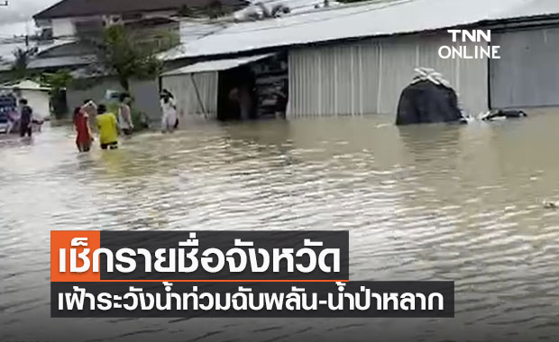 เช็กรายชื่อจังหวัด เฝ้าระวังน้ำท่วมฉับพลัน-น้ำป่าหลาก-น้ำล้นตลิ่ง-ดินถล่ม