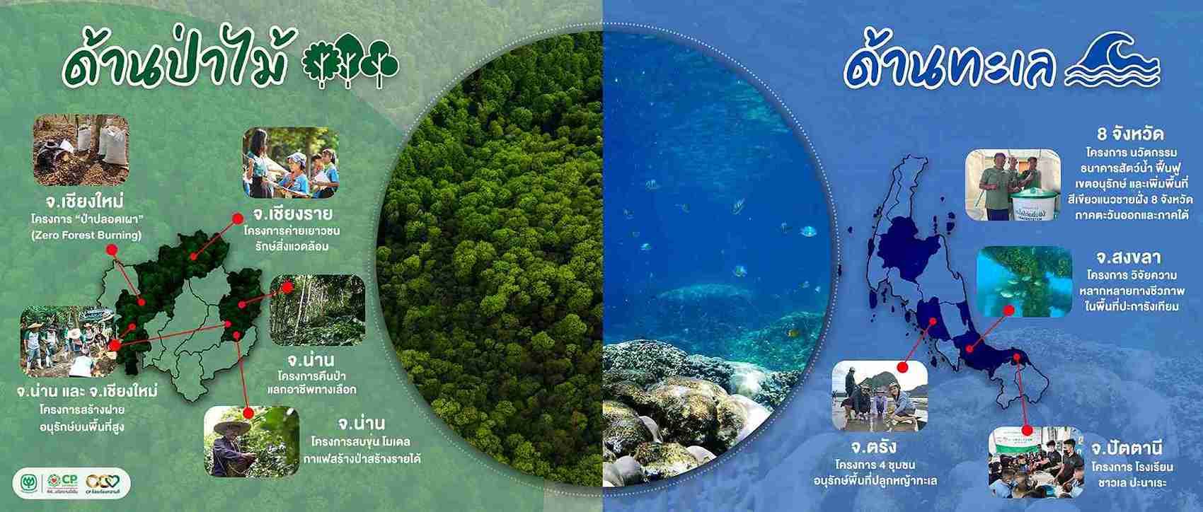 เครือซีพี เดินหน้างานอนุรักษ์และฟื้นฟูทรัพยากรธรรมชาติ สู่เป้าหมายความยั่งยืน ครอบคลุมทางบกและทางทะเล