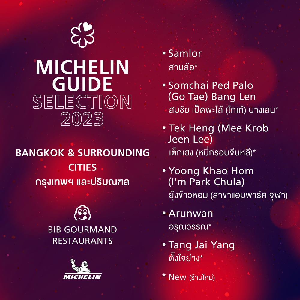 มิชลิน ไกด์ ประกาศชื่อร้านอาหาร-สตรีทฟู้ด คว้า บิบ กูร์มองด์ ปี 2566