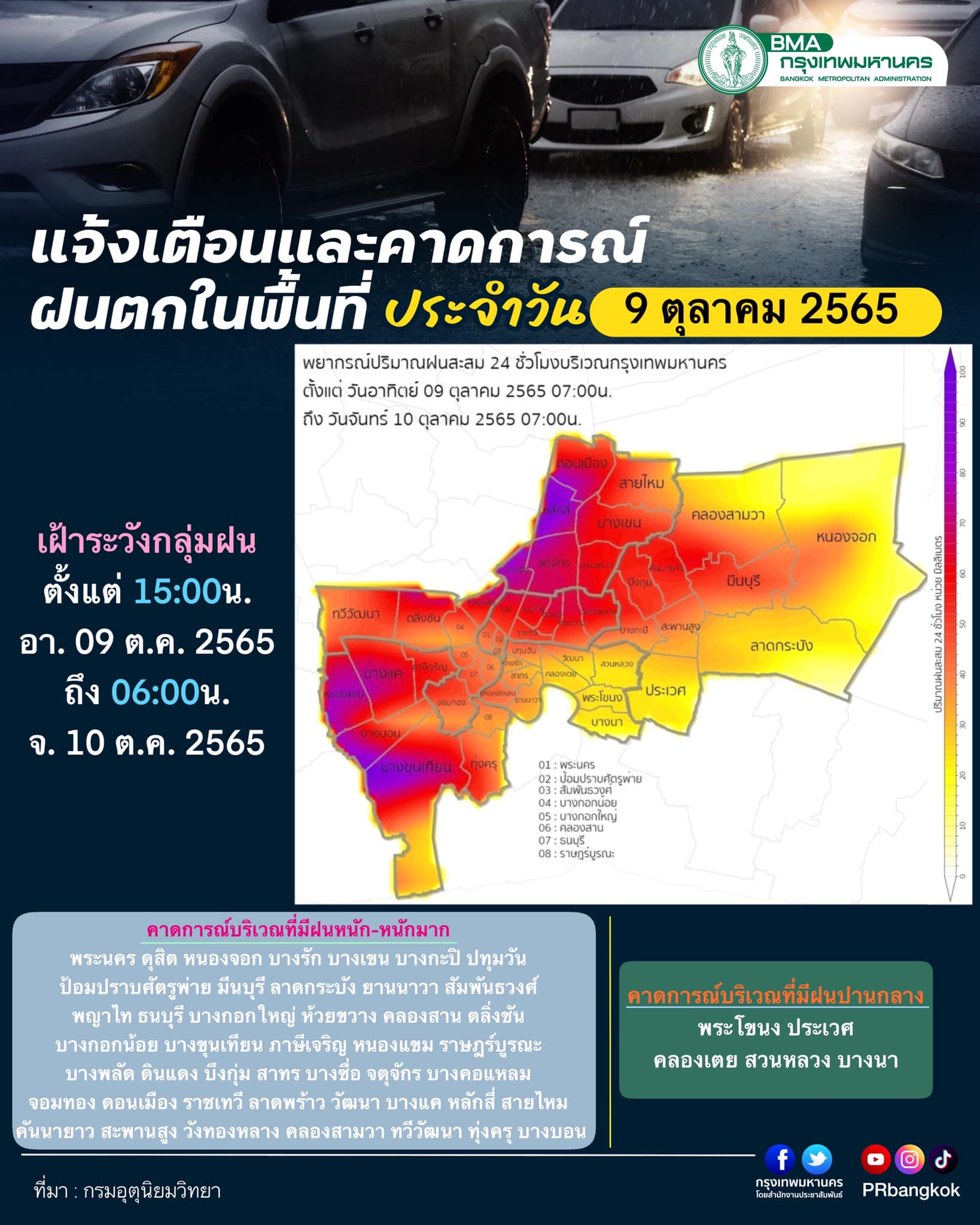สภาพอากาศ กทม.วันนี้ 9 ต.ค.2565 เตรียมรับมือ ฝนตกปานกลางถึงหนักมาก 9.00-18.00 น. สภาพอากาศ กทม.วันนี้ 9 ต.ค.2565 เตรียมรับมือ ฝนตกปานกลางถึงหนักมาก 9.00-18.00 น.