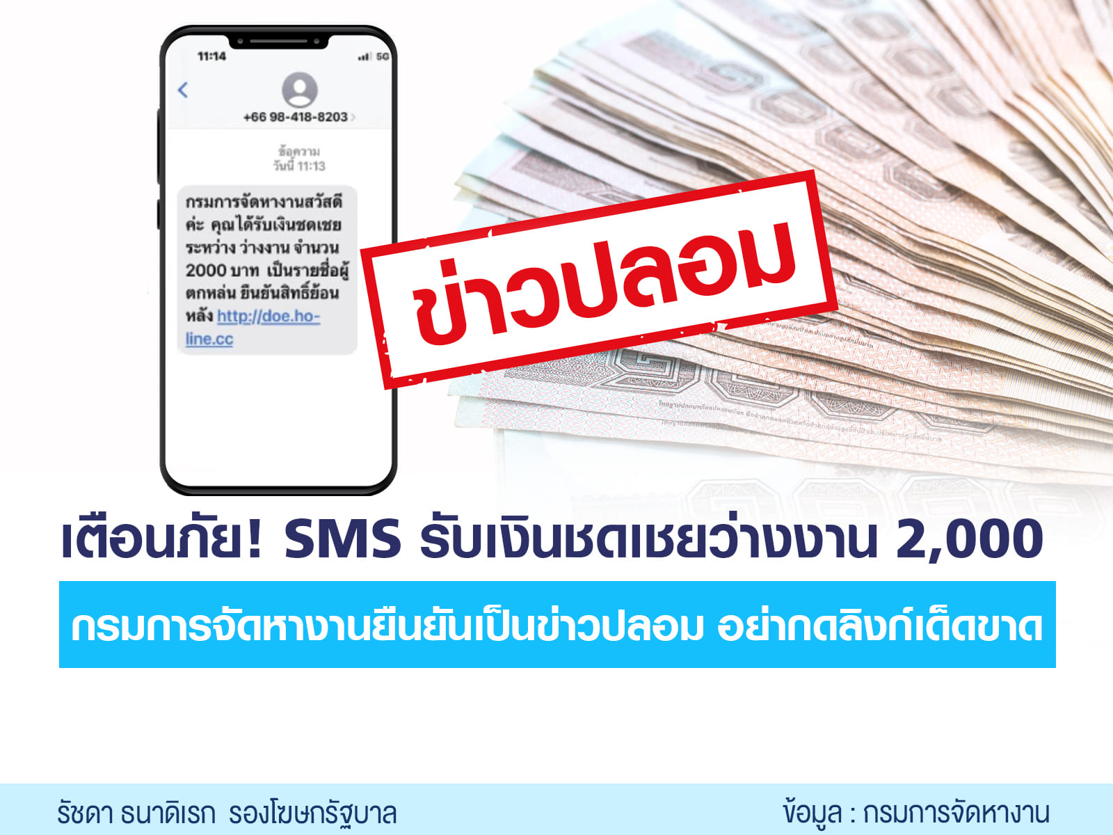 ว่างงานได้รับ ‘เงินชดเชย’ 2,000 บาท กรมจัดหางานส่ง sms แจ้งสิทธิจริงหรือ