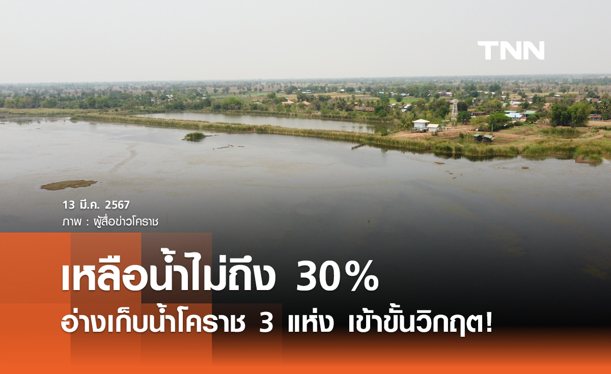 เข้าขั้นวิกฤต! อ่างเก็บน้ำโคราช ขนาดกลาง 3 แห่งเหลือน้ำไม่ถึง 30%