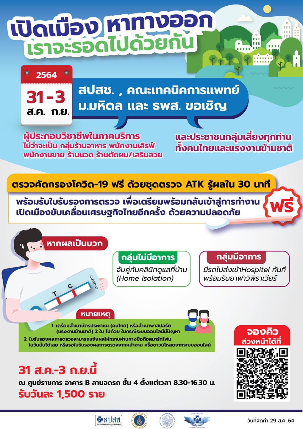 ตรวจโควิดฟรี! พนักงาน ร้านอาหาร ร้านตัดผม ร้านนวด พร้อมรับเปิดเมือง