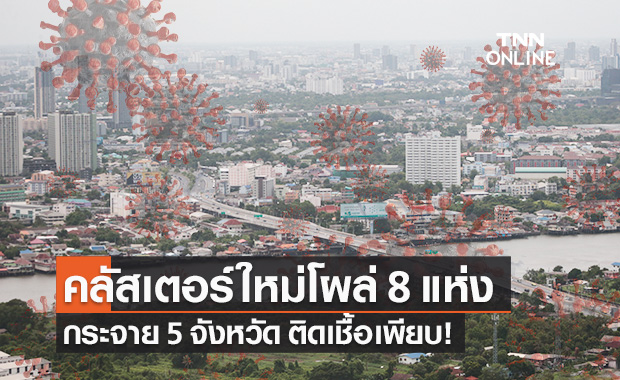 โควิด-19 วันนี้ ไทยพบคลัสเตอร์ใหม่ 8 แห่ง กระจาย 5 จังหวัด