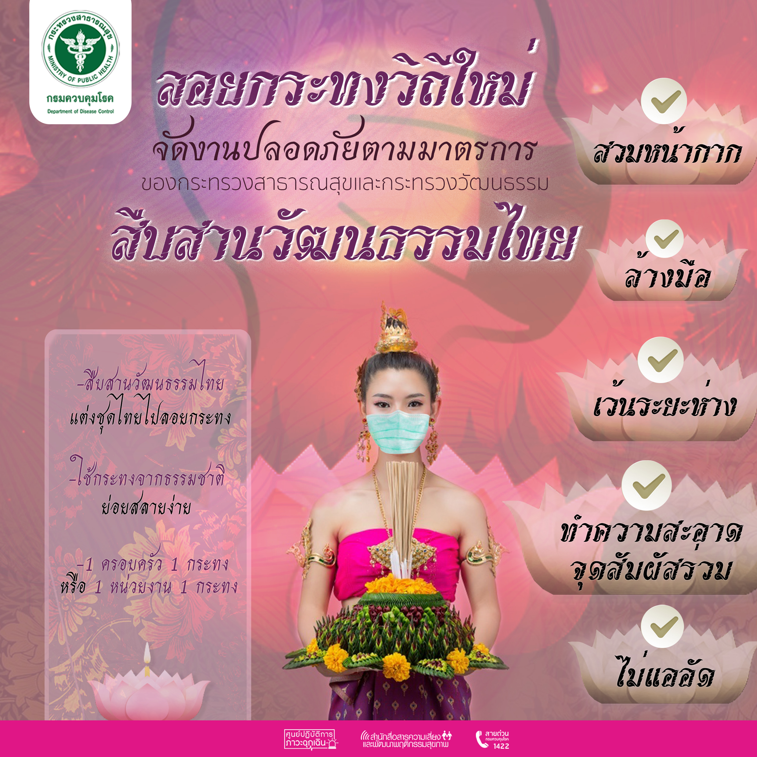 กรมควบคุมโรค ย้ำ! 4 ข้อสำคัญ ลอยกระทง 2564 ห่างไกลโควิด กรมควบคุมโรค ย้ำ! 4 ข้อสำคัญ ลอยกระทง 2564 ห่างไกลโควิด