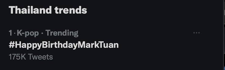 #HappyBirthdayMarkTuan พุ่งอันดับ 1 เทรนด์ Twitter!! #HappyBirthdayMarkTuan พุ่งอันดับ 1 เทรนด์ Twitter!!