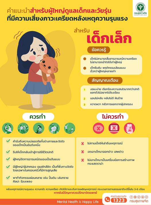 กราดยิงหนองบัวลําภู เปิดคำแนะนำดูแลจิตใจเด็ก-ผู้ใหญ่จากเหตุความรุนแรง