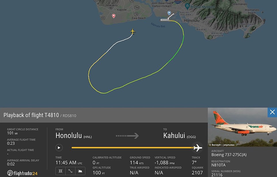 เครื่องบินสินค้าโบอิ้ง 737 จอดฉุกเฉินกลางแปซิฟิก นอกชายฝั่งฮาวาย เครื่องบินสินค้าโบอิ้ง 737 จอดฉุกเฉินกลางแปซิฟิก นอกชายฝั่งฮาวาย