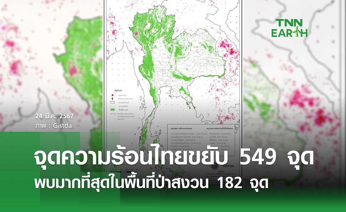 จุดความร้อนไทยขยับ 549 จุด พบมากที่สุดในพื้นที่ป่าสงวน 182 จุด
