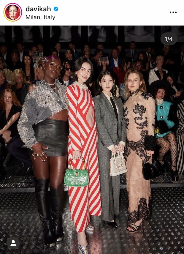 ‘ใหม่ ดาวิกา - ไอยู’!! กระทบไหล่ชมแฟชั่นโชว์ Gucci ที่มิลาน