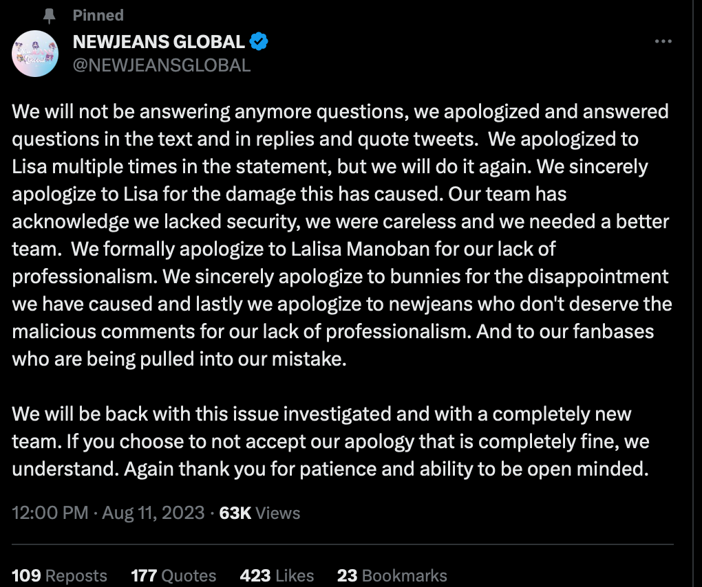 สรุปดรามา “APOLOGIZE TO LISA” เกิดอะไรขึ้นระหว่าง ลิซ่า-NewJeans Global  