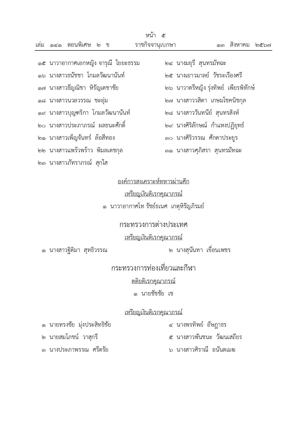 โปรดเกล้าฯ พระราชทานเครื่องราชฯ อันเป็นที่สรรเสริญยิ่งดิเรกคุณาภรณ์ แก่ โค้ชเช