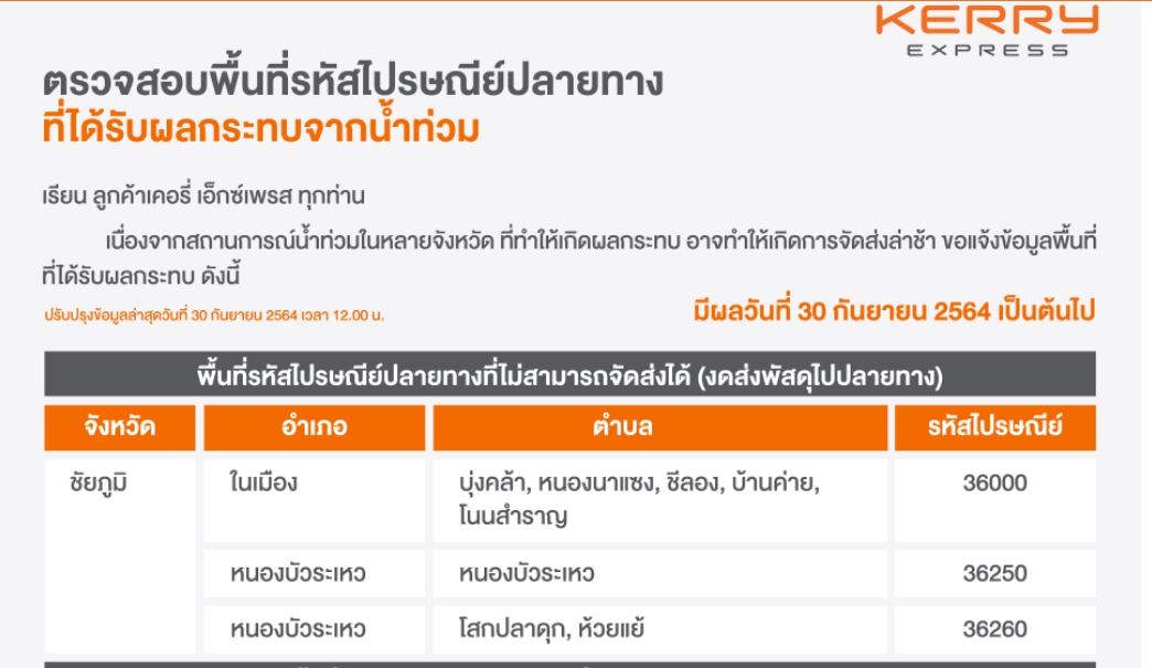 น้ำท่วมหนัก ! เคอรี่ เอ็กซ์เพรสแจ้งลูกค้าส่งพัสดุล่าช้า น้ำท่วมหนัก ! เคอรี่ เอ็กซ์เพรสแจ้งลูกค้าส่งพัสดุล่าช้า