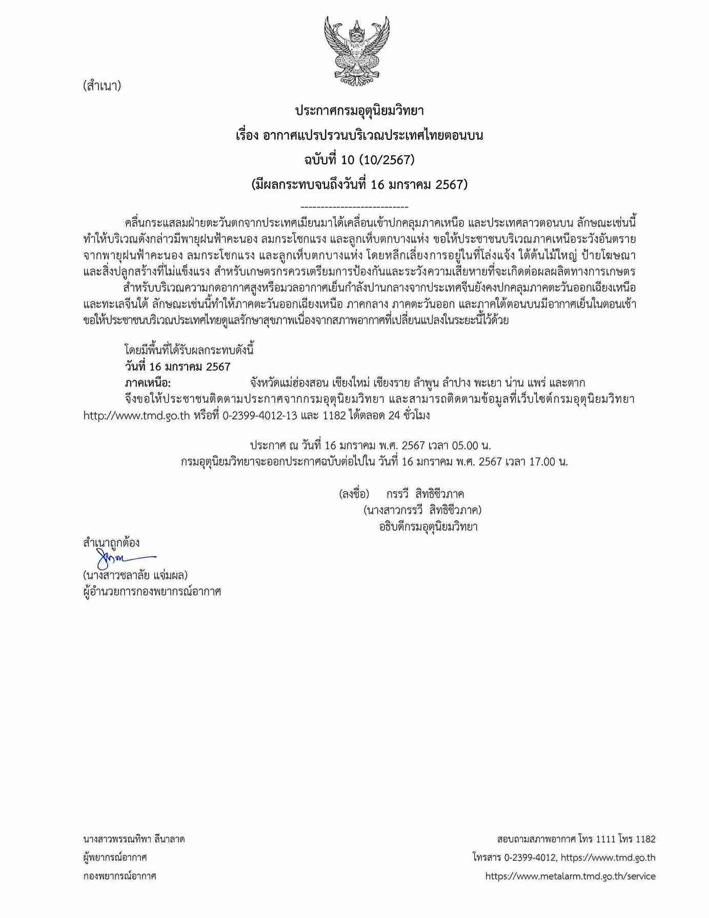 พายุฝนฟ้าคะนอง! อุตุฯเตือนฉบับล่าสุด วันนี้ 9 จังหวัดรับมืออากาศแปรปรวน