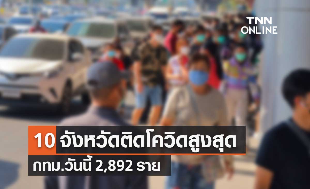 10 จังหวัดติดโควิดรายใหม่สูงสุด กทม.วันนี้ 2,892 ราย