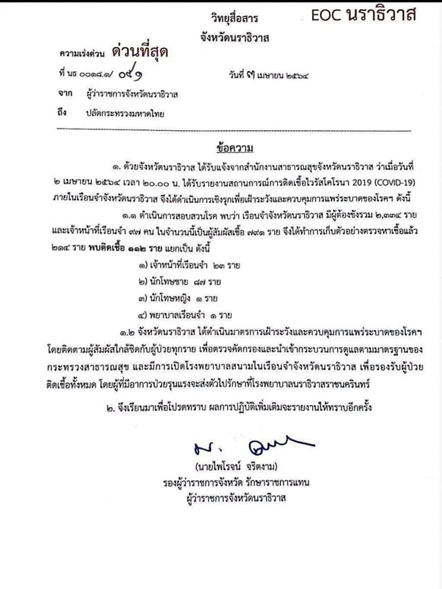 เรือนจำนราธิวาส ติดโควิด 112 ราย เตรียมเปิดรพ.สนาม เรือนจำนราธิวาส ติดโควิด 112 ราย เตรียมเปิดรพ.สนาม