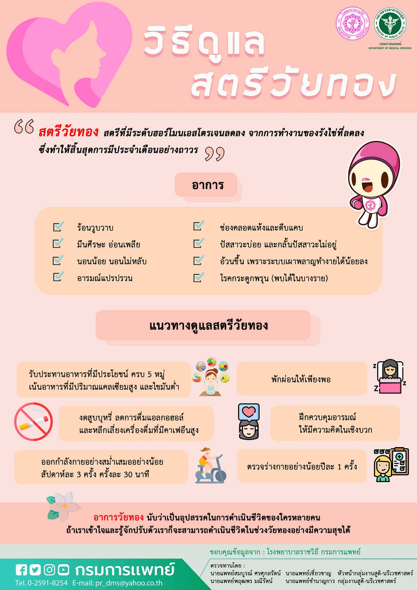 แพทย์ แนะ วิธีการดูแลสตรีในวัยทอง เข้าใจ-ปรับตัว-มองโลกแง่บวก แพทย์ แนะ วิธีการดูแลสตรีในวัยทอง เข้าใจ-ปรับตัว-มองโลกแง่บวก