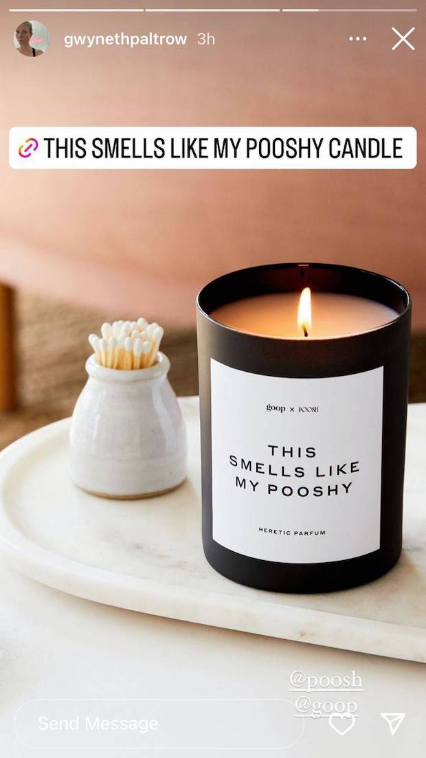 ติดเรตไม่มีแผ่ว!! ‘กวินเน็ธ พัลโทรว์’ เปิดตัวเทียนหอมกลิ่น This Smells Like My Pooshy ติดเรตไม่มีแผ่ว!! ‘กวินเน็ธ พัลโทรว์’ เปิดตัวเทียนหอมกลิ่น This Smells Like My Pooshy