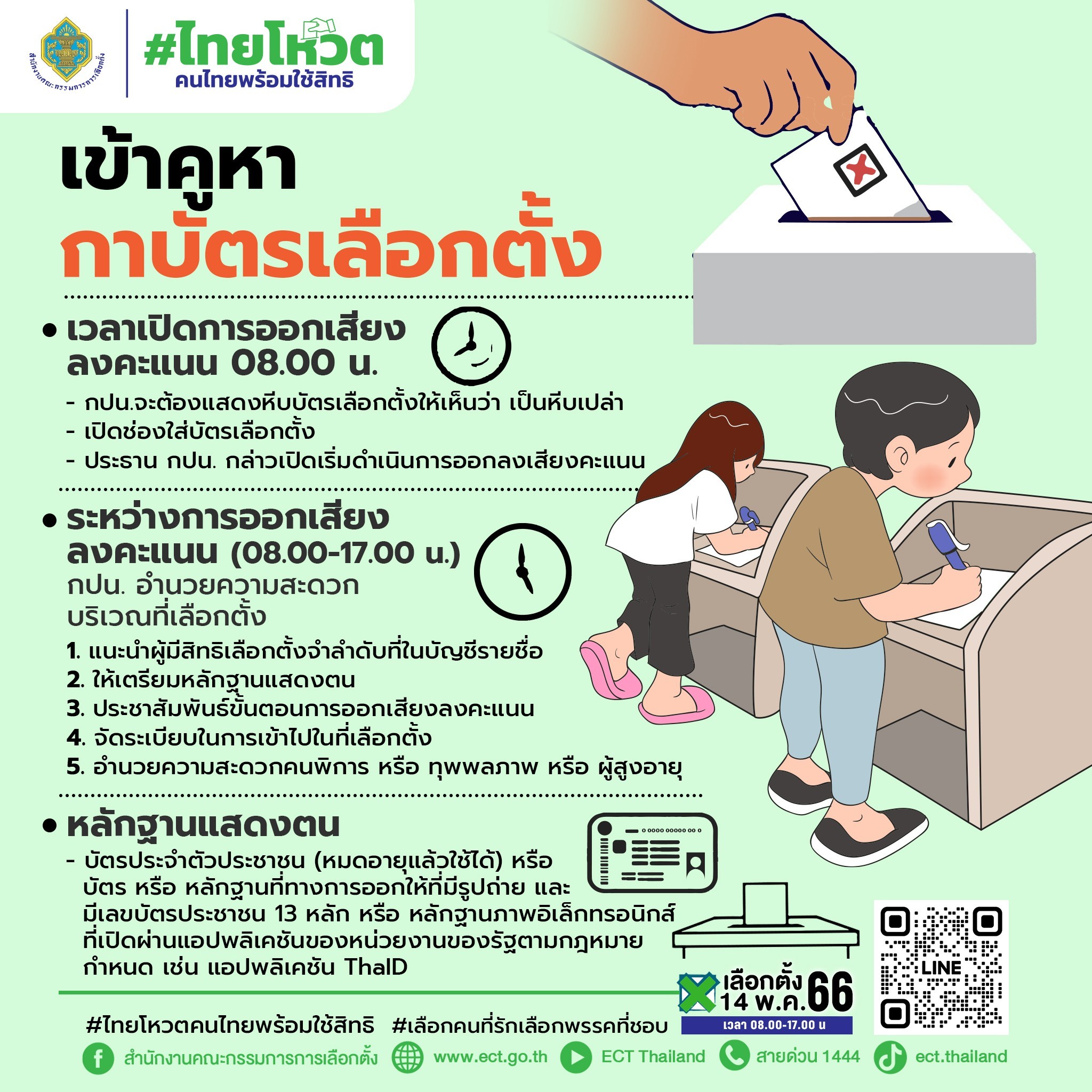 เลือกตั้ง 2566 เตรียมพร้อมเข้าคูหากาบัตรเลือกตั้ง ลงคะแนนเสียง 08.00 น. เลือกตั้ง 2566 เตรียมพร้อมเข้าคูหากาบัตรเลือกตั้ง ลงคะแนนเสียง 08.00 น.