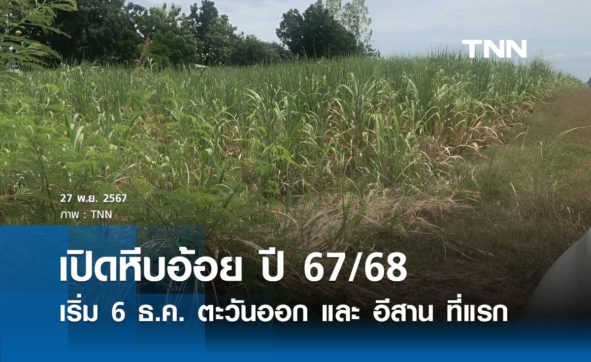 กอน. ไฟเขียว "เปิดหีบอ้อย" ปี 67/68 ภาคตะวันออก - อีสาน เริ่ม 6 ธันวาคมนี้