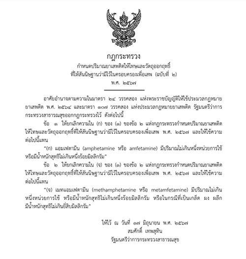 ราชกิจจาฯ ประกาศแล้ว ‘ยาบ้า 1 เม็ด’ ติดคุกได้ แต่มีสิทธิขอบำบัด ราชกิจจาฯ ประกาศแล้ว ‘ยาบ้า 1 เม็ด’ ติดคุกได้ แต่มีสิทธิขอบำบัด