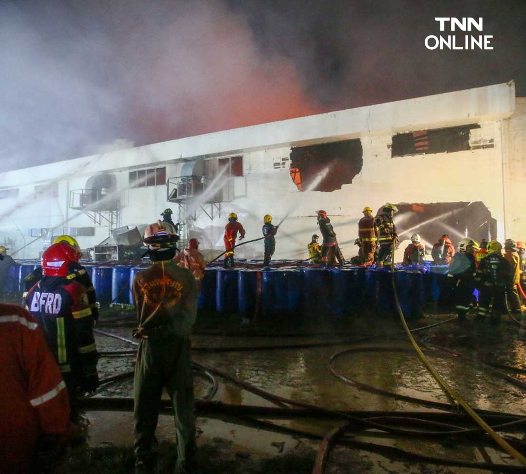 เพลิงสงบแล้ว! ประมวลภาพไฟไหม้โรงงานลาดกระบัง รอสรุปหาสาเหตุ