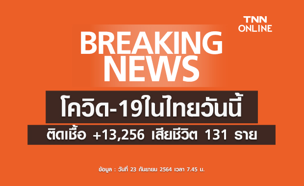โควิด-19ในไทยวันนี้ พบผู้ติดเชื้อรายใหม่ 13,256 ราย เสียชีวิต 131 ราย