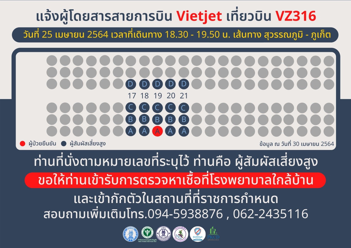 ด่วน! ภูเก็ตประกาศแจ้งผู้โดยสาร 7 เที่ยวบิน เสี่ยงสูงสัมผัสผู้ติดเชื้อโควิด ด่วน! ภูเก็ตประกาศแจ้งผู้โดยสาร 7 เที่ยวบิน เสี่ยงสูงสัมผัสผู้ติดเชื้อโควิด