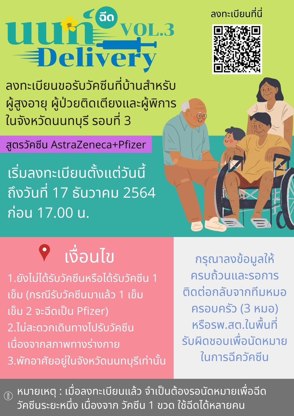 เช็กเลย! นนทบุรีเปิดลงทะเบียนฉีดวัคซีนถึงบ้านสูตร ‘แอสตร้าฯ+ไฟเซอร์’ เช็กเลย! นนทบุรีเปิดลงทะเบียนฉีดวัคซีนถึงบ้านสูตร ‘แอสตร้าฯ+ไฟเซอร์’