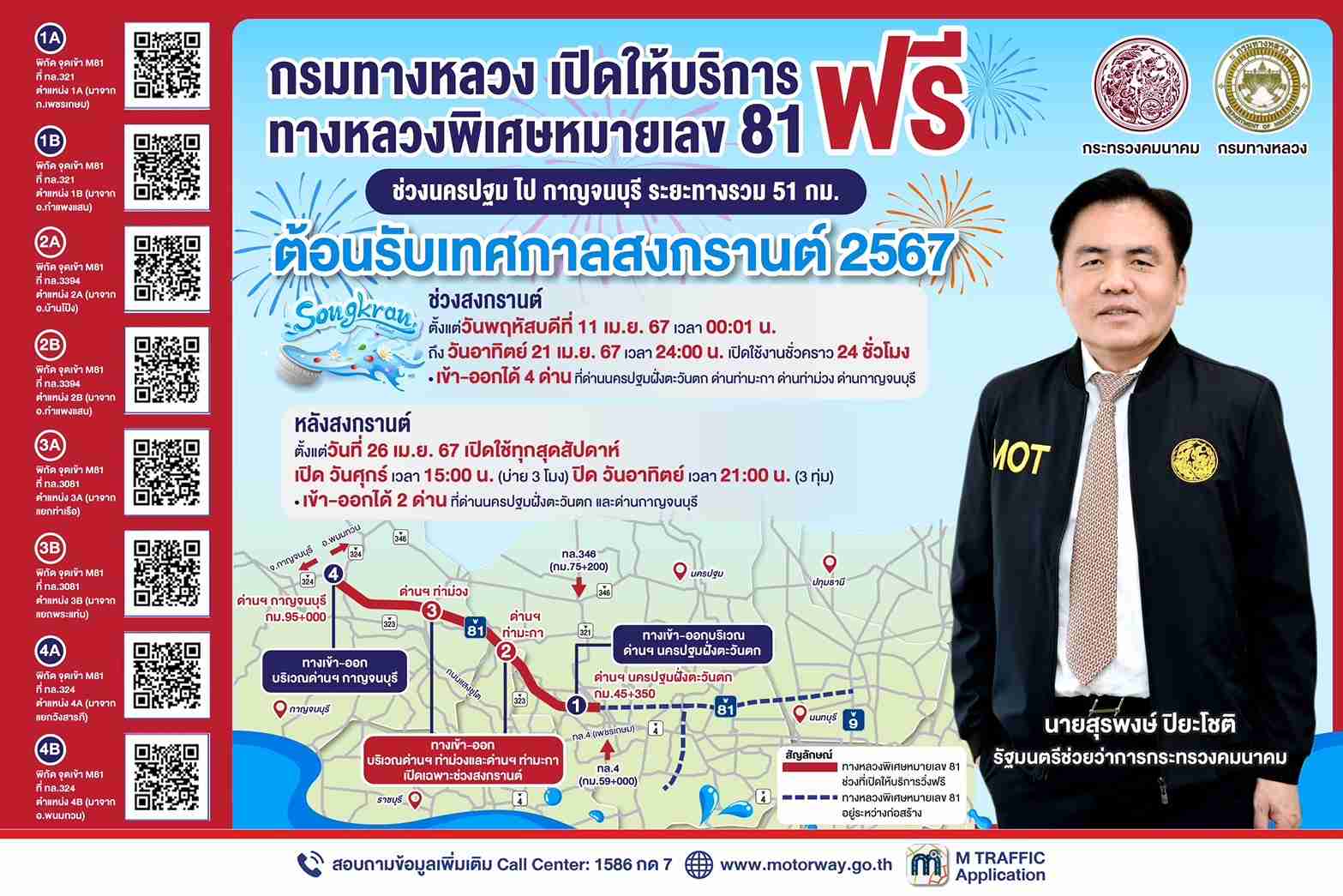 สงกรานต์ 2567 เปิดวิ่งฟรี มอเตอร์เวย์บางใหญ่-กาญจนบุรี เช็กวัน-เวลาที่นี่ สงกรานต์ 2567 เปิดวิ่งฟรี มอเตอร์เวย์บางใหญ่-กาญจนบุรี เช็กวัน-เวลาที่นี่