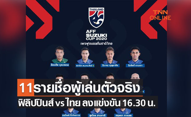 11รายชื่อผู้เล่นตัวจริง ฟุตบอลซูซูกิคัพ 2020 ฟิลิปปินส์ พบ ทีมชาติไทย