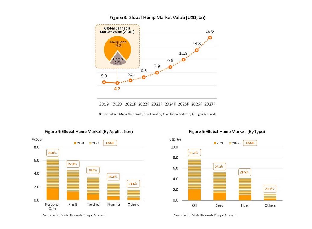กัญชง อุตสาหกรรมเด่นตลาดโลก-ไทยจ่อโตพุ่ง 15.8 พันล้านบาทใน 5 ปี 