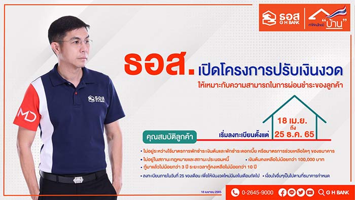 ลูกหนี้ธอส.เฮ! เปิดลงทะเบียนปรับเงินงวดให้สอดคล้องกับรายได้นาน 3 ปี ลูกหนี้ธอส.เฮ! เปิดลงทะเบียนปรับเงินงวดให้สอดคล้องกับรายได้นาน 3 ปี