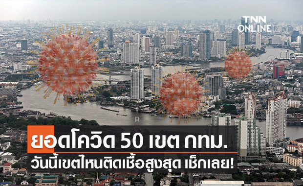 กทม.เปิดตัวเลขผู้ติดเชื้อโควิดรายใหม่ 50 เขต ประจำวันที่ 21 ต.ค.64