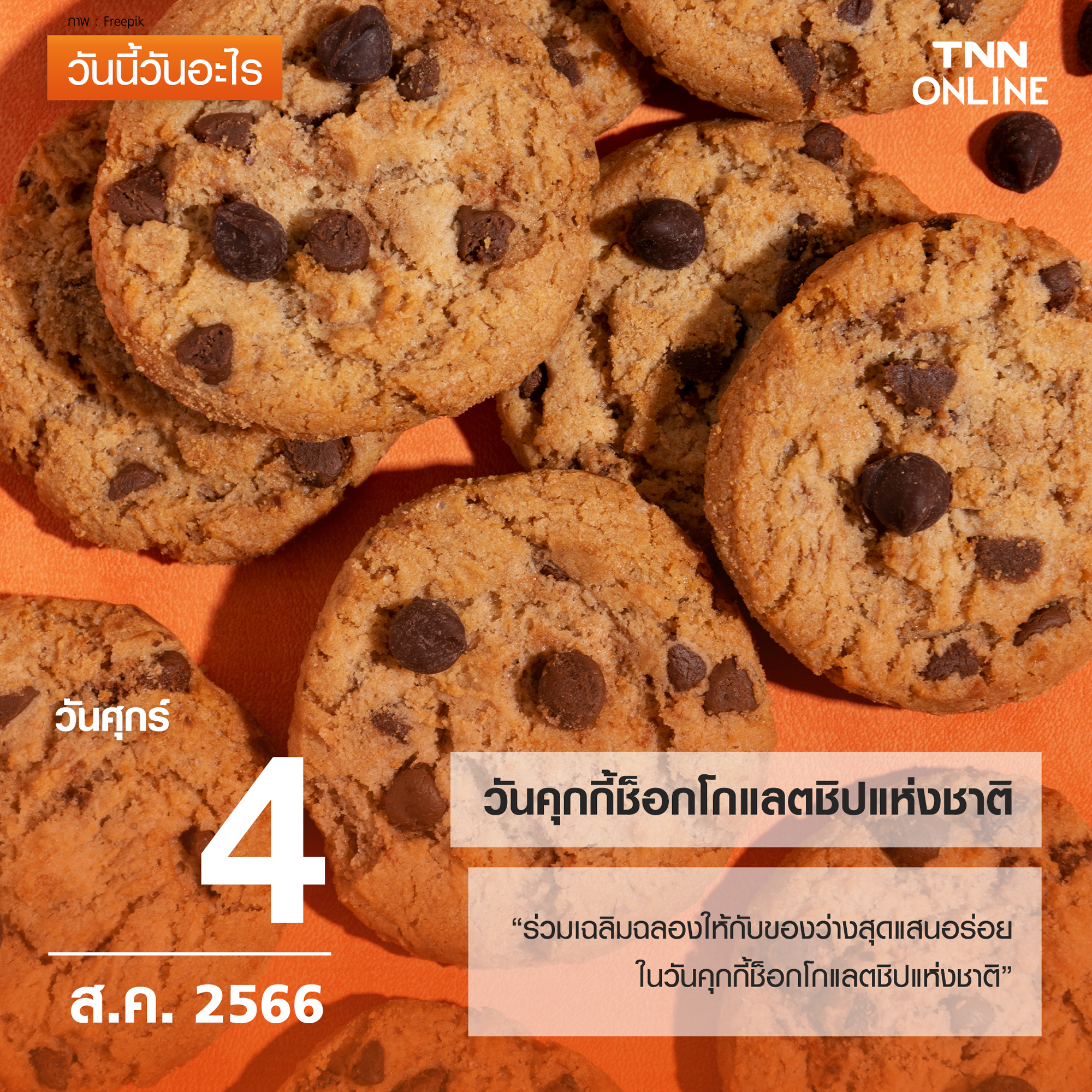 วันนี้วันอะไร วันที่ 4 สิงหาคม ของทุกปี ตรงกับ วันคุกกี้ช็อกโกแลตชิปแห่งชาติ 