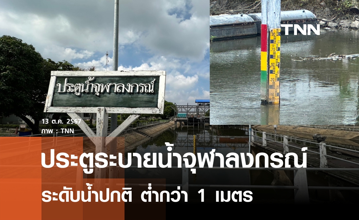 ประตูระบายน้ำจุฬาลงกรณ์ ระดับน้ำปกติ ต่ำกว่า 1 เมตร