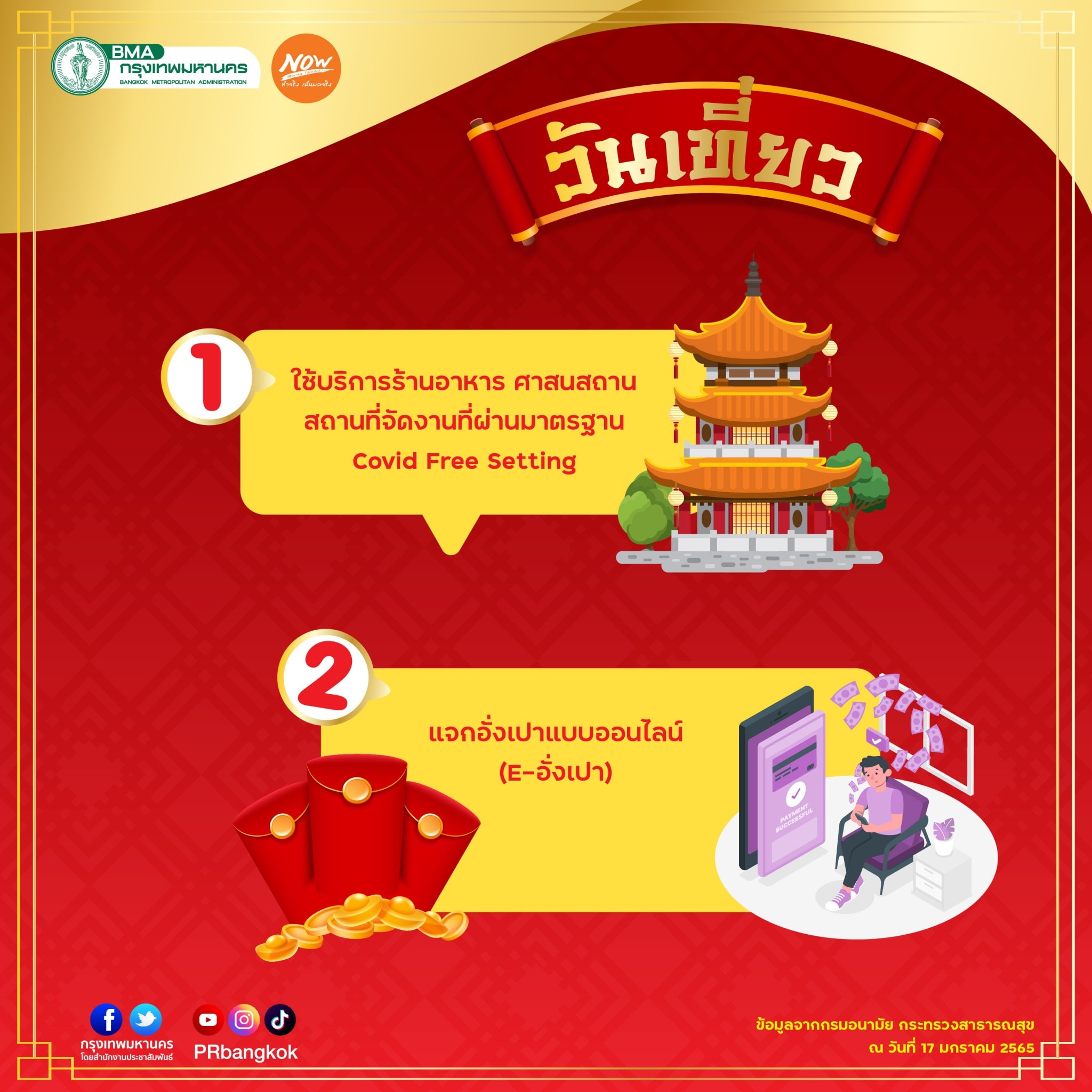 เปิดมาตรการป้องกันโควิด-19 วันจ่าย วันไหว้ วันเที่ยว เทศกาลตรุษจีน 2565 เปิดมาตรการป้องกันโควิด-19 วันจ่าย วันไหว้ วันเที่ยว เทศกาลตรุษจีน 2565