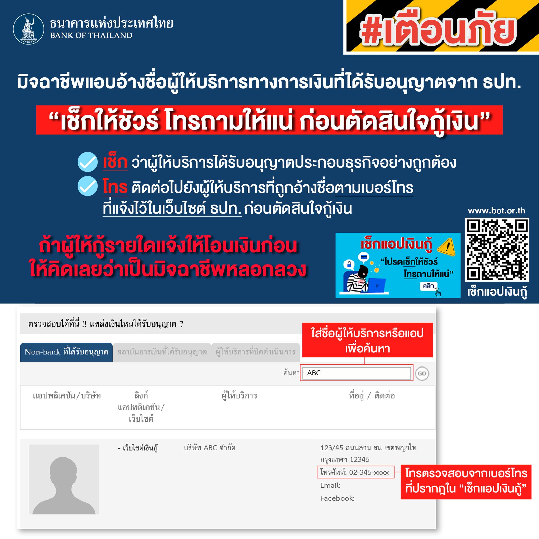 เช็กแอปฯเงินกู้-แหล่งเงินไหนได้รับอนุญาต? แบงก์ชาติเตือนระวังมิจฉาชีพแอบอ้าง