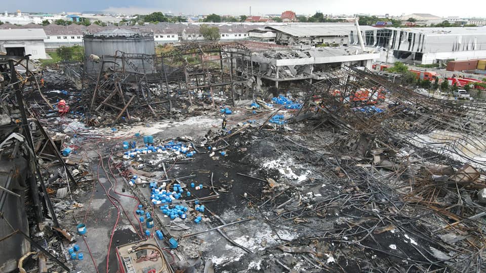 เปิดภาพจากโดรน อ.อ๊อด หลังเหตุการณ์ไฟไหม้โรงงานกิ่งแก้ว