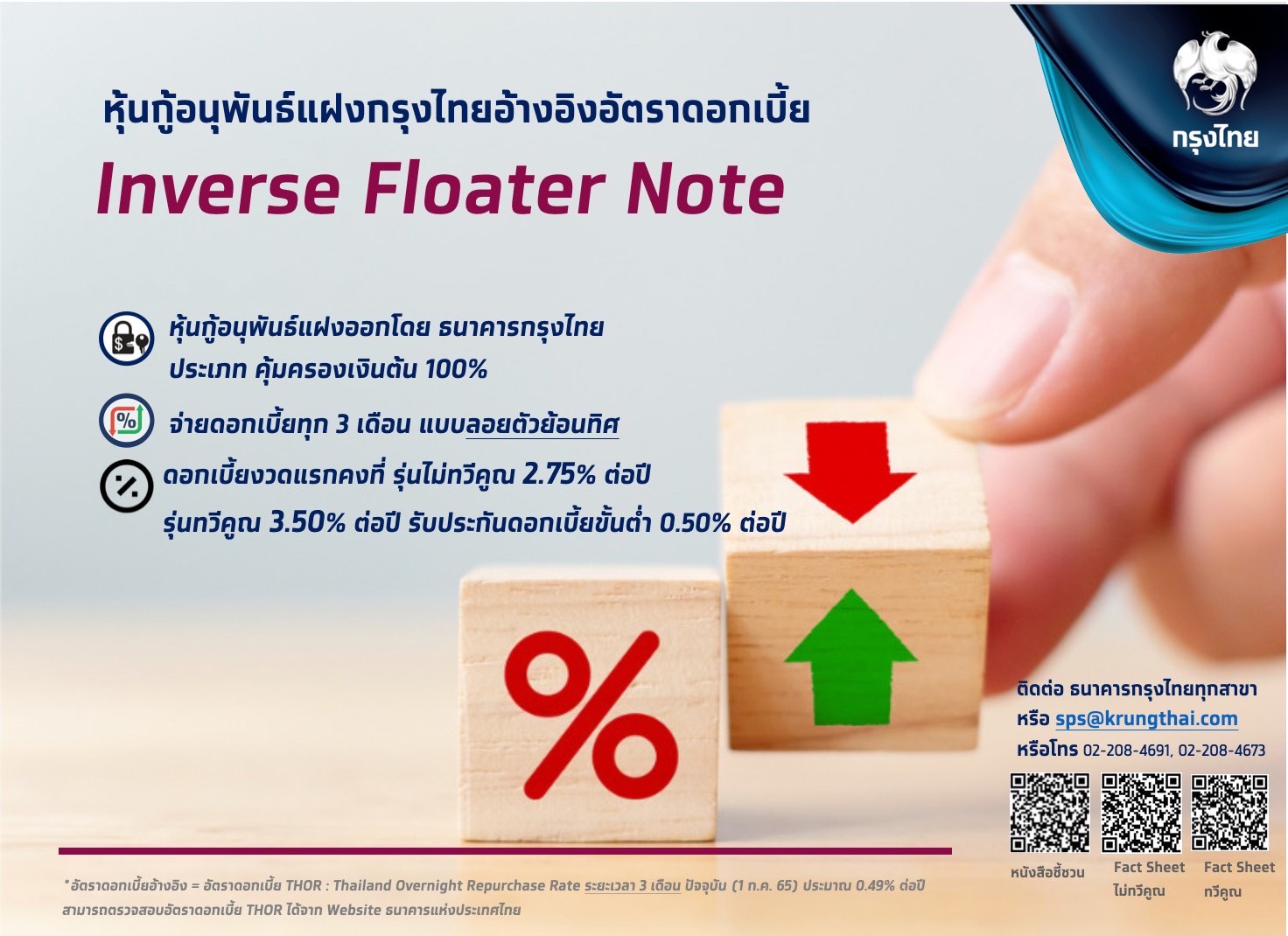 กรุงไทยเปิดจองหุ้นกู้อนุพันธ์แฝงการันตีเงินต้น100% กรุงไทยเปิดจองหุ้นกู้อนุพันธ์แฝงการันตีเงินต้น100%
