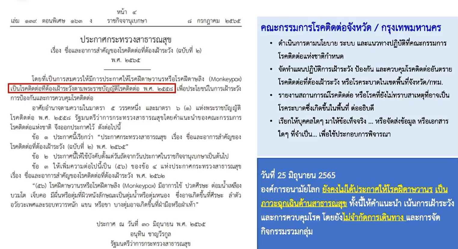 กรมควบคุมโรค เผย พบผู้ติดเชื้อฝีดาษลิงรายแรก สายพันธุ์แอฟฟริกาตะวันตก