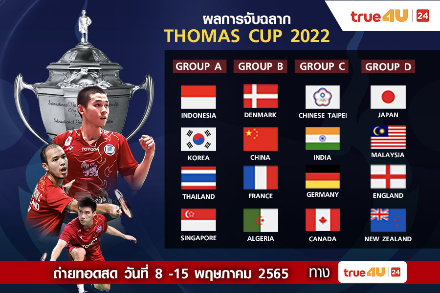 ระเบิดความมันส์แบดมินตัน 'โธมัส & อูเบอร์ คัพ 2022' ทรู4ยูจัดเต็มถ่ายทอดทัพขนไก่ไทย ระเบิดความมันส์แบดมินตัน 'โธมัส & อูเบอร์ คัพ 2022' ทรู4ยูจัดเต็มถ่ายทอดทัพขนไก่ไทย