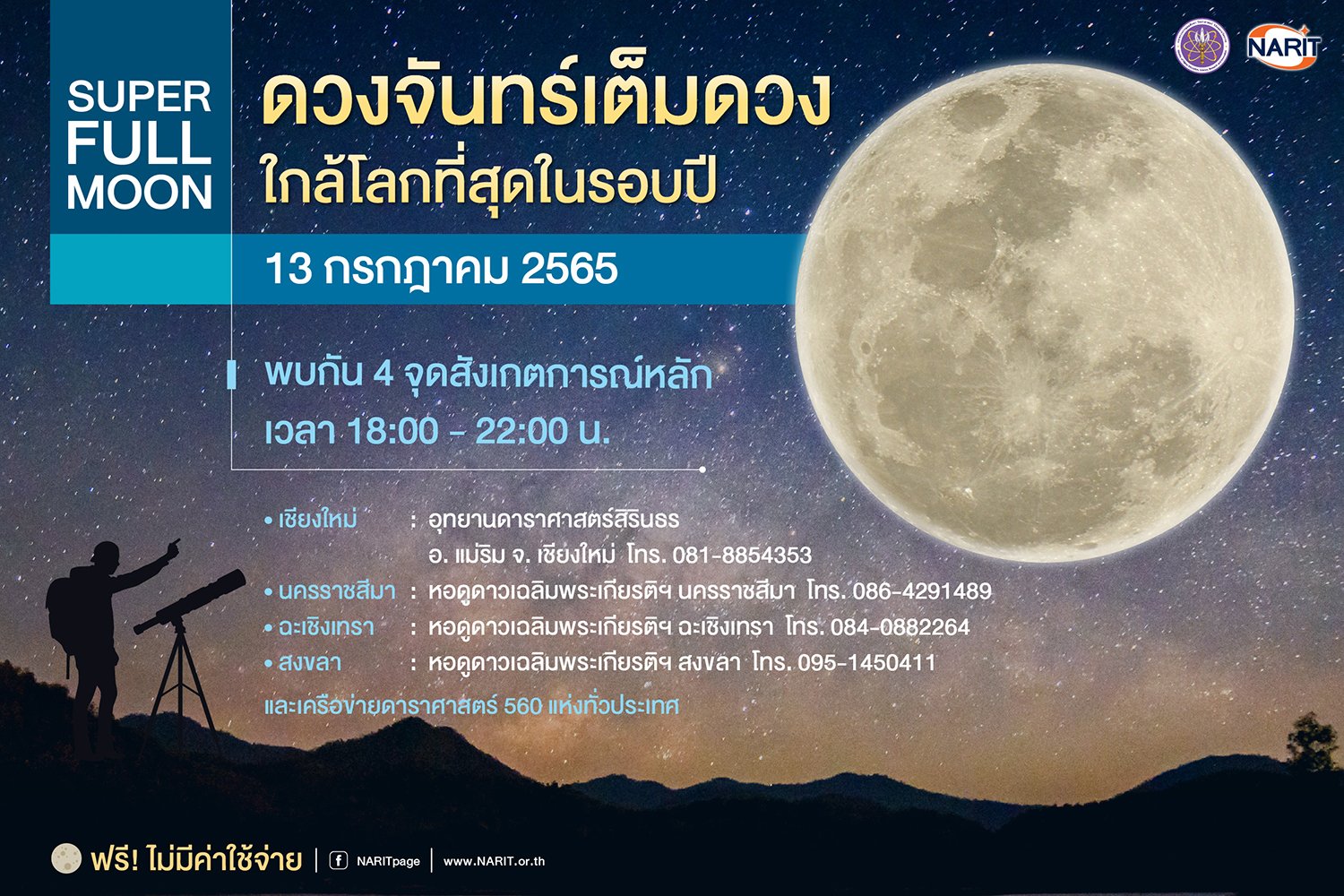ซูเปอร์ฟูลมูน คืน วันอาสาฬหบูชา ห้ามพลาด! ชมดวงจันทร์เต็มดวงใกล้โลกที่สุดในรอบปี