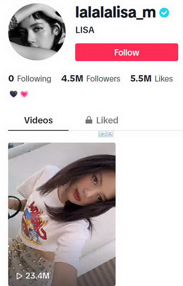ลิซ่า BLACKPINK ทำลายสถิติ! เปิดบัญชี TikTok คนติดตามทะลุ 1 ล้านใน 2 ชม. ลิซ่า BLACKPINK ทำลายสถิติ! เปิดบัญชี TikTok คนติดตามทะลุ 1 ล้านใน 2 ชม.