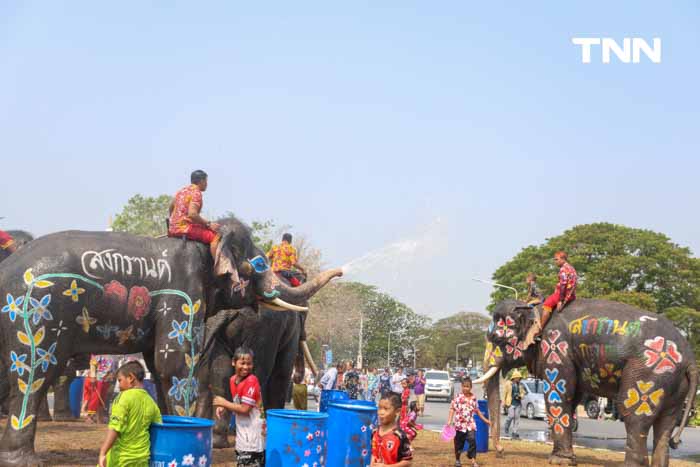 คลายร้อนชาวกรุงเก่า ชวนช้างเล่นน้ำรับเทศกาลสงกรานต์ คลายร้อนชาวกรุงเก่า ชวนช้างเล่นน้ำรับเทศกาลสงกรานต์